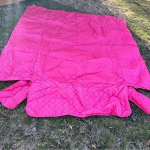 Vintage Satin Quilted Bedspread Full Size Dark Barbie Pink Hollywood Regency